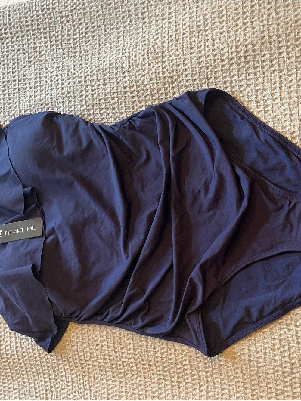 One-Shoulder Ruffle One-Piece Swimsuit - Navy - Picture 3 of 4